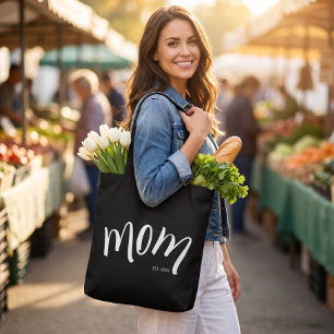 Svart och Vita Versaler Mom Etablerad Elegant Tygkasse