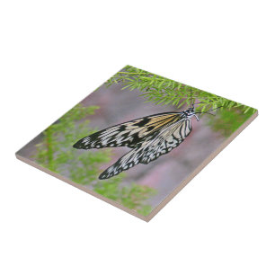 "SVART OCH VITBUTTERFLY" CERAMISTIKT/TRIVET KAKELPLATTA
