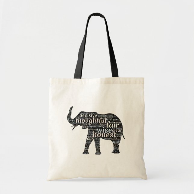 SVART OCH VITE ELEFANT TYGKASSE (Framsidan)