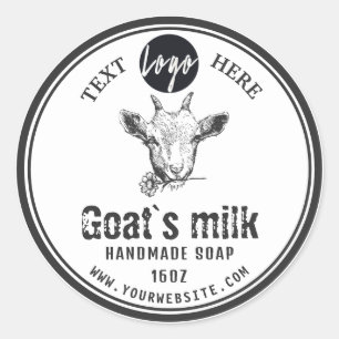 Svart- och vitgubbsetikett Mjölk Goat Logotyp Runt Klistermärke
