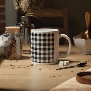 Svart- och vitkontroll med beläggning kaffemugg