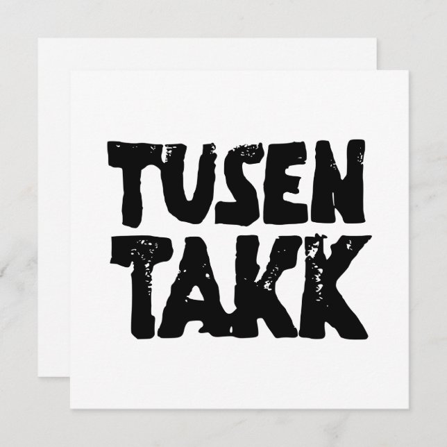 Svart- och vitlinoskuren Tack (Fram/baksida)