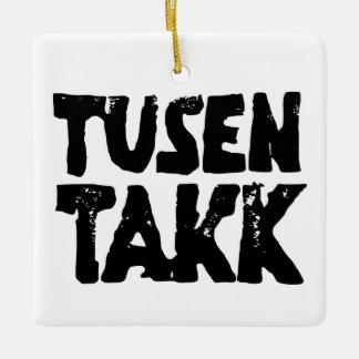 Svart- och vitlinoskuren Tack Julgransprydnad Keramik