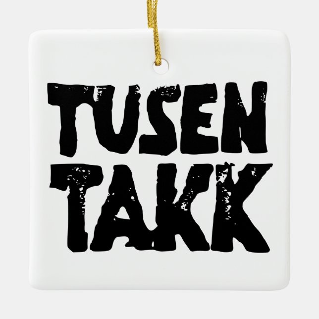 Svart- och vitlinoskuren Tack Julgransprydnad Keramik (Framsida)