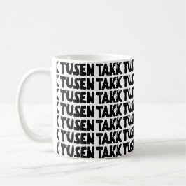 Svart- och vitlinoskuren Tack Kaffemugg