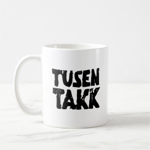 Svart- och vitlinoskuren Tack Kaffemugg