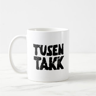 Svart- och vitlinoskuren Tack Kaffemugg
