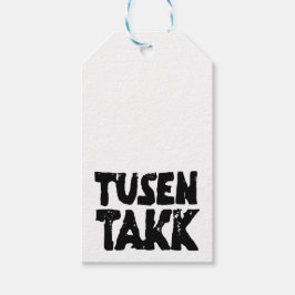 Svart- och vitlinoskuren Tack Presentetikett
