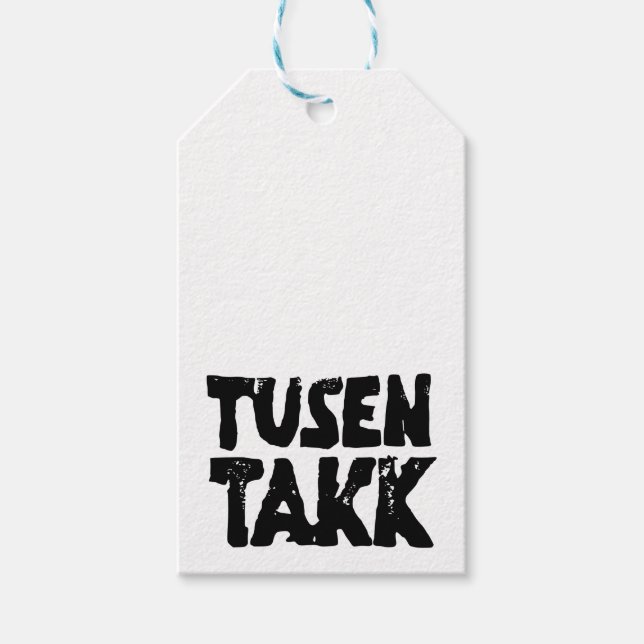 Svart- och vitlinoskuren Tack Presentetikett (Framsidan)