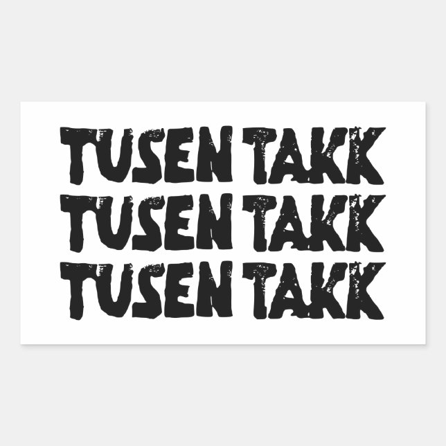 Svart- och vitlinoskuren Tack Rektangulärt Klistermärke (Framsida)