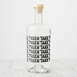 Svart- och vitlinoskuren Tack Spritflaskor Etikett
