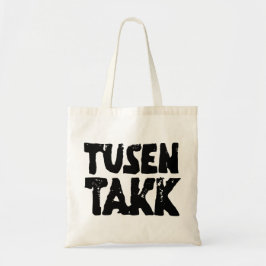 Svart- och vitlinoskuren Tack Tygkasse
