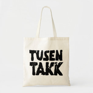 Svart- och vitlinoskuren Tack Tygkasse