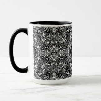SVART OCH VITMODERN BAROQUE ORNAMENTAL MUGG