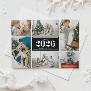 Svart och vitt 2025 Gott nytt år fotokollage Julkort