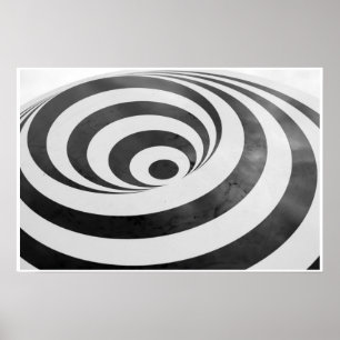 Svart och vitt 3D Spiral-bedrägeri Hypnotic Poster