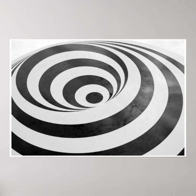 Svart och vitt 3D Spiral-bedrägeri Hypnotic Poster (Framsidan)