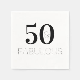 Svart och vitt 50 och Fabulous Text Birthday Pappersservett