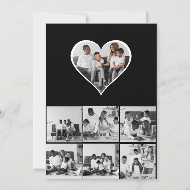 Svart och Vitt 7 Foto Collage Julkort (Framsida)