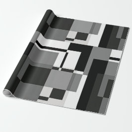 Svart Och Vitt Abstrakt Geometrisk I Mondrian-Stil Presentpapper