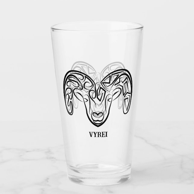 Svart och vitt äggkött/får glaskopp (Framsida)