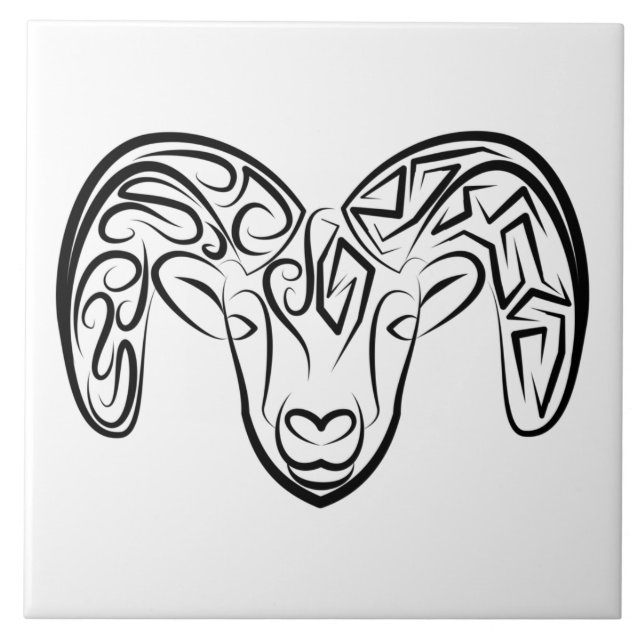 Svart och vitt äggkött/får kakelplatta (Framsidan)