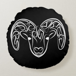 Svart och vitt äggkött/får rund kudde