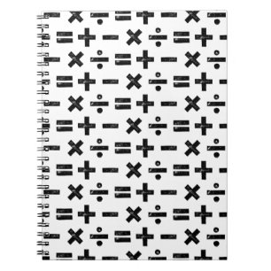 Svart och vitt Alla matematiska symboler Lino-klip Anteckningsbok