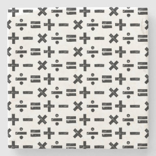 Svart och vitt Alla matematiska symboler Lino-klip Stenunderlägg