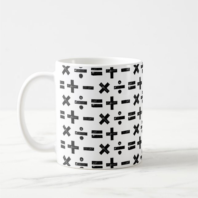 Svart och vitt Alla matematiska symboler Mönster L Kaffemugg (Vänster)