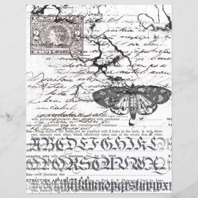 Svart och vitt Alphabet Collage Scrapbook Papper (Baksida)