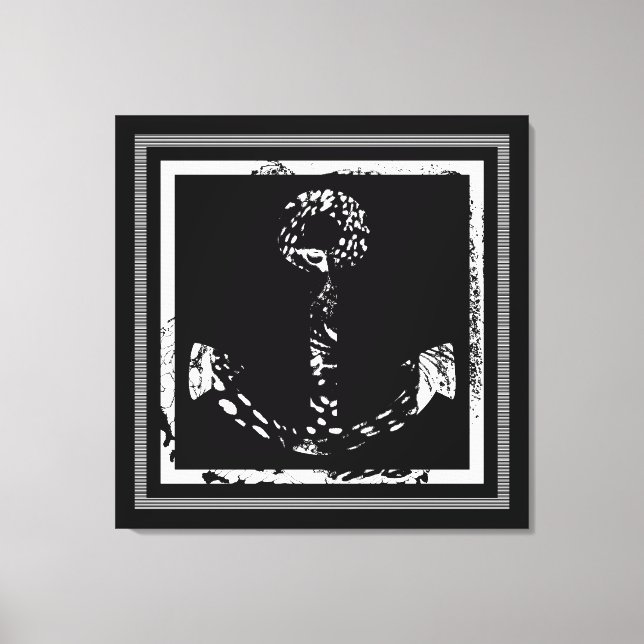 Svart och vitt Anchor Fine Art Canvastryck (Framsida)