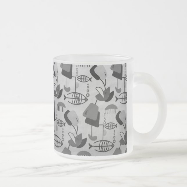 Svart och vitt atlantiskt Mönster-frostat glas Mug Frostad Glasmugg (Höger)
