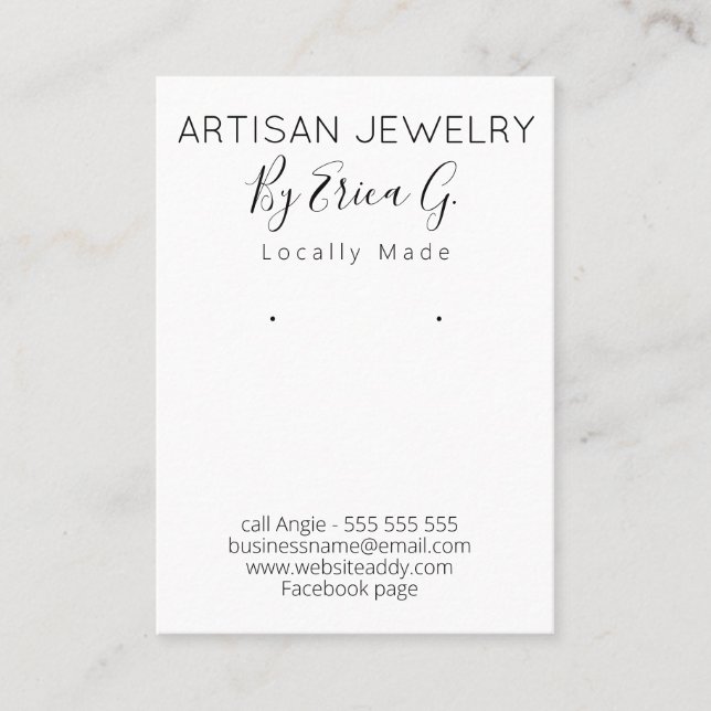 Svart och vitt avläsningsport Juvelry Visning Card Visitkort (Framsida)