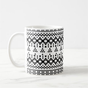 Svart och vitt aztec-geometrisk vektor mönster kaffemugg