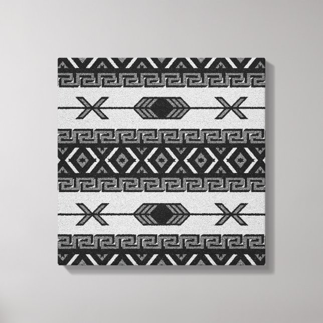 Svart och vitt aztec Mönster Southwest Wall Art Canvastryck (Framsida)