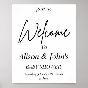 Svart och Vitt Baby Shower Affisch