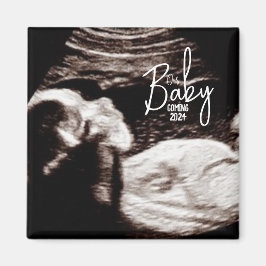Svart och vitt Baby Ultrasound Birth-meddelande Magnet