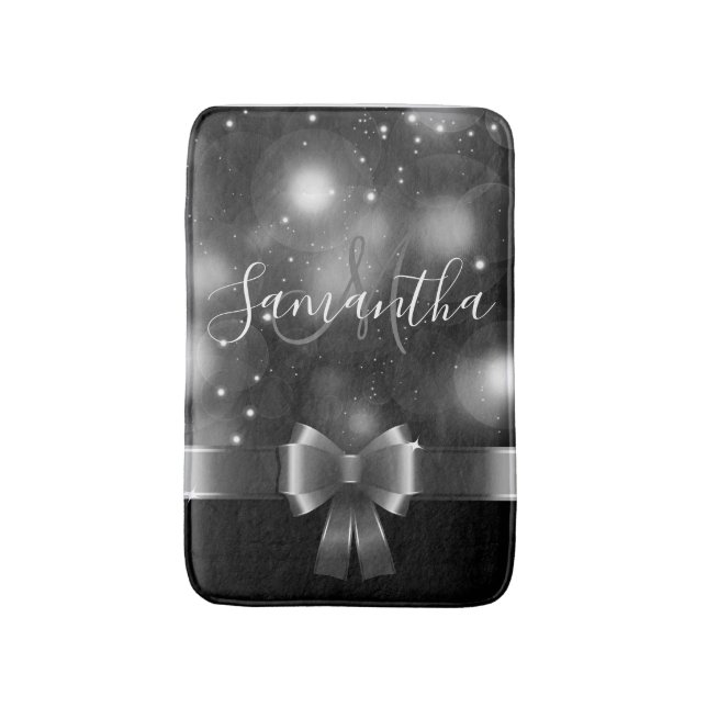 Svart och vitt band badrumsmatta (Framsidan (Vertikal))