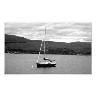 Svart och vitt båtfoto fototryck