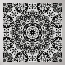 Svart och vitt berikat mandala mönster art