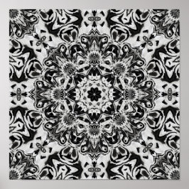 Svart och vitt berikat mandala mönster art poster