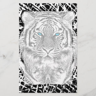 Svart och vitt blå Ögon-tiger Brevpapper