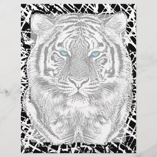 Svart och vitt Blå ögon Tiger design (Framsida)