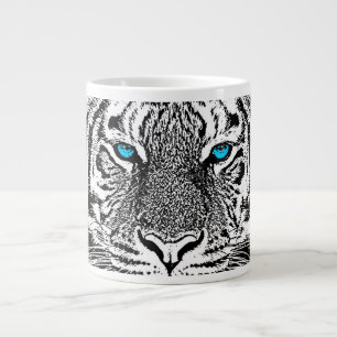 Svart och vitt blå Ögon-tiger Jumbo Mugg