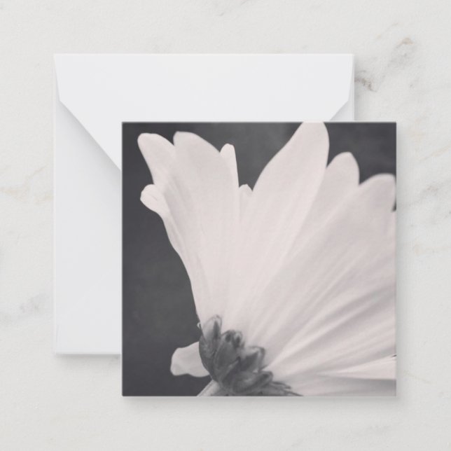 Svart och vitt blomsterkort med blank sida anteckningskort (Framsida)