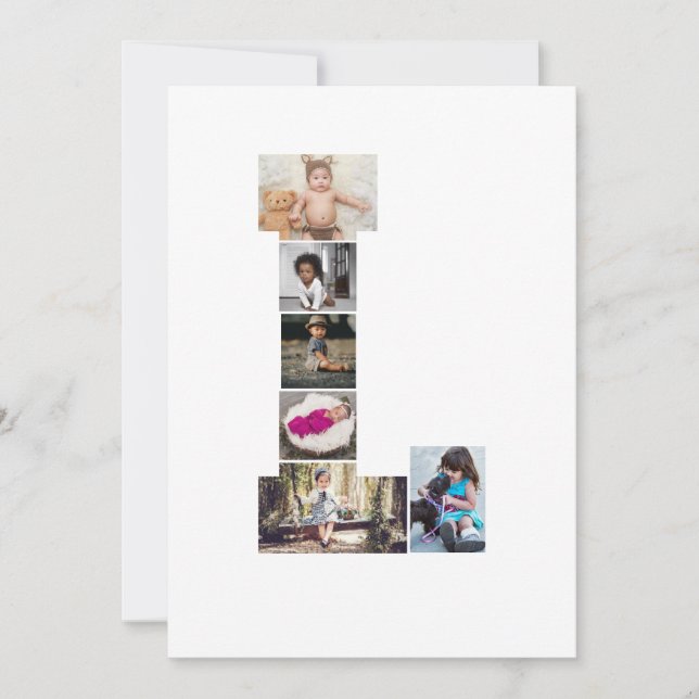 Svart och vitt bokstav L fotokollage Kort (Framsida)