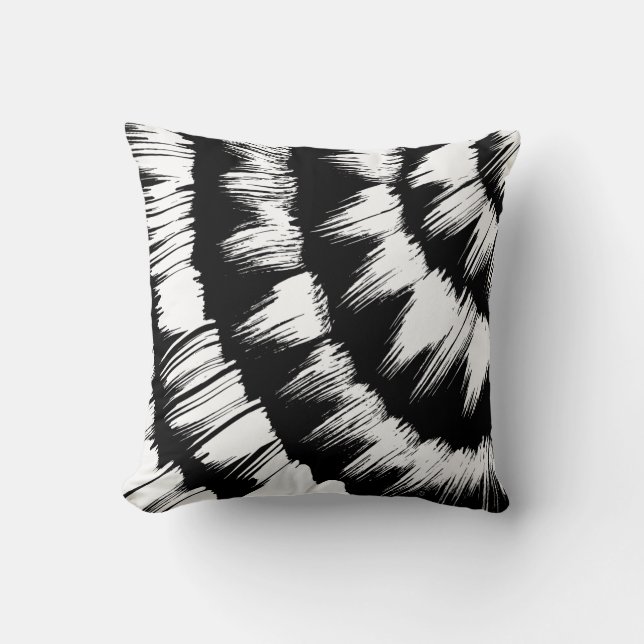 Svart och vitt borstat Dekorativ kudde (Framsida)