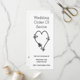 Svart och vitt Bröllopsprogram av fjäril Program