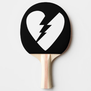 Svart och vitt bruten hjärtvektorgrafik pingisracket